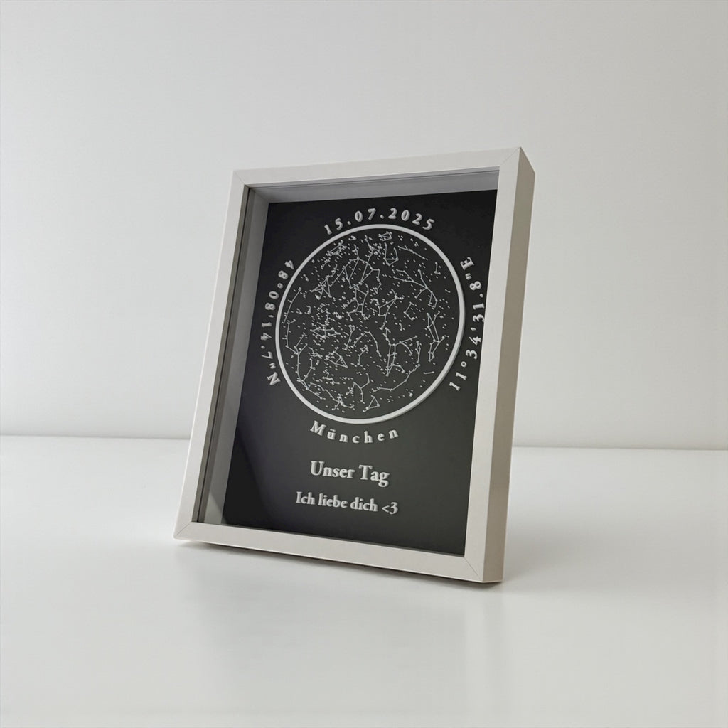 Personalisierbare 3D-Sternenkarte - Schwarz