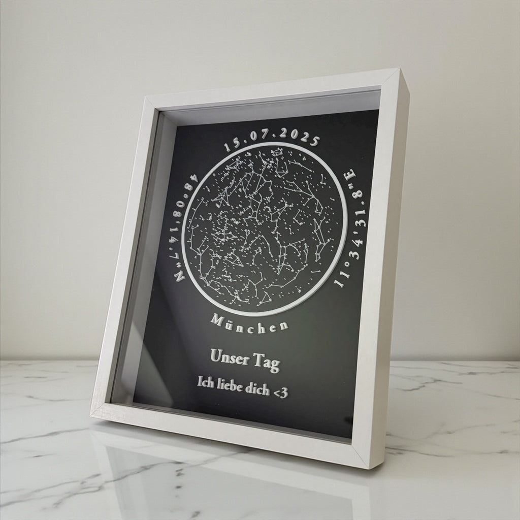 Personalisierbare 3D-Sternenkarte - Schwarz