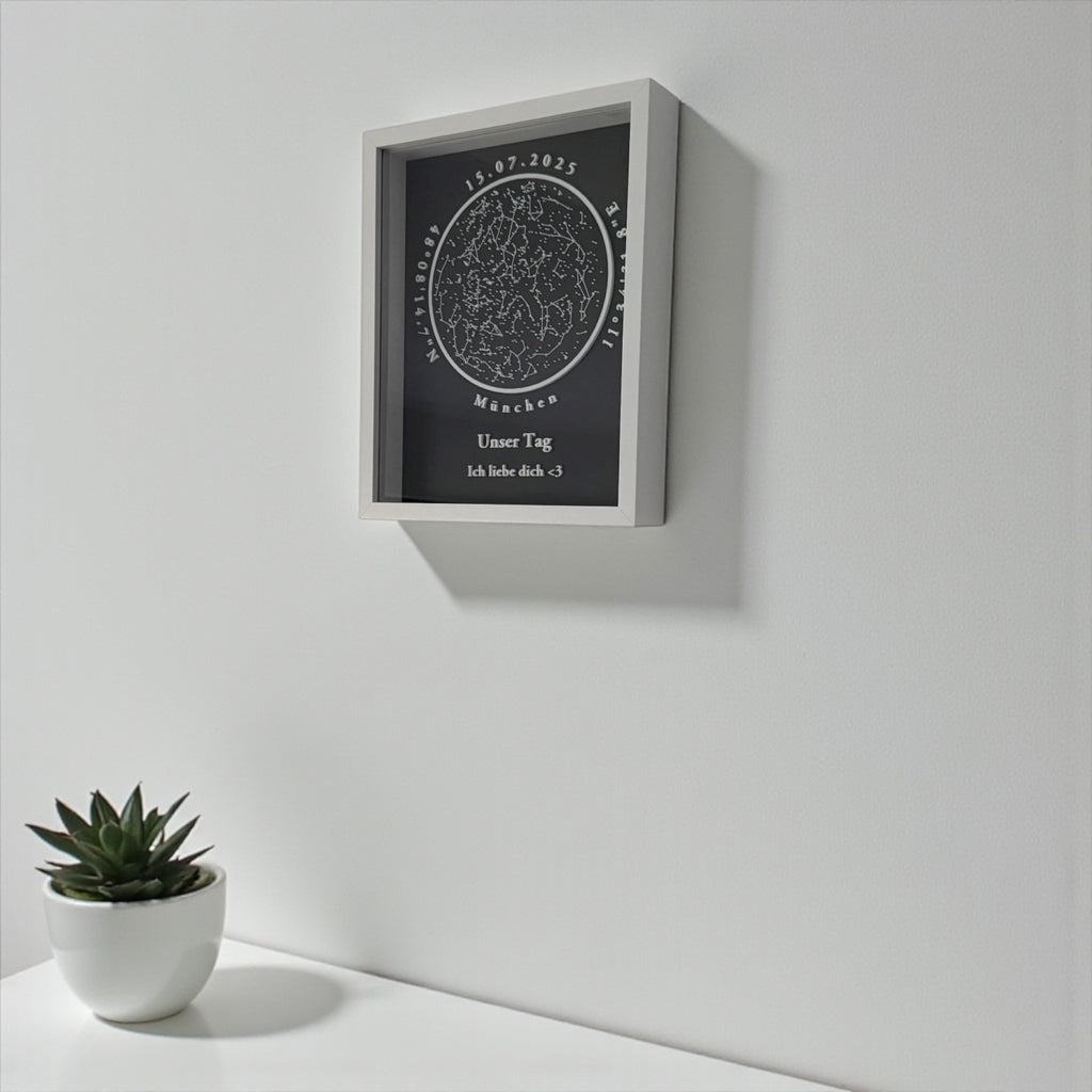 Personalisierbare 3D-Sternenkarte - Schwarz