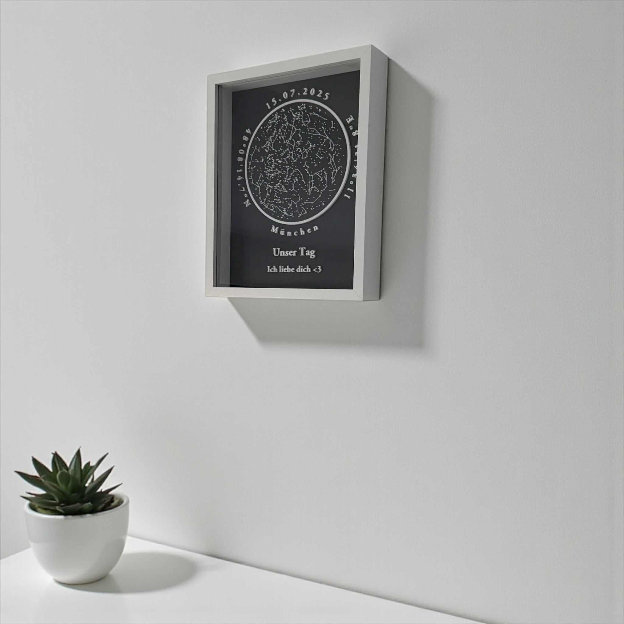 Personalisierbare 3D-Sternenkarte - Schwarz