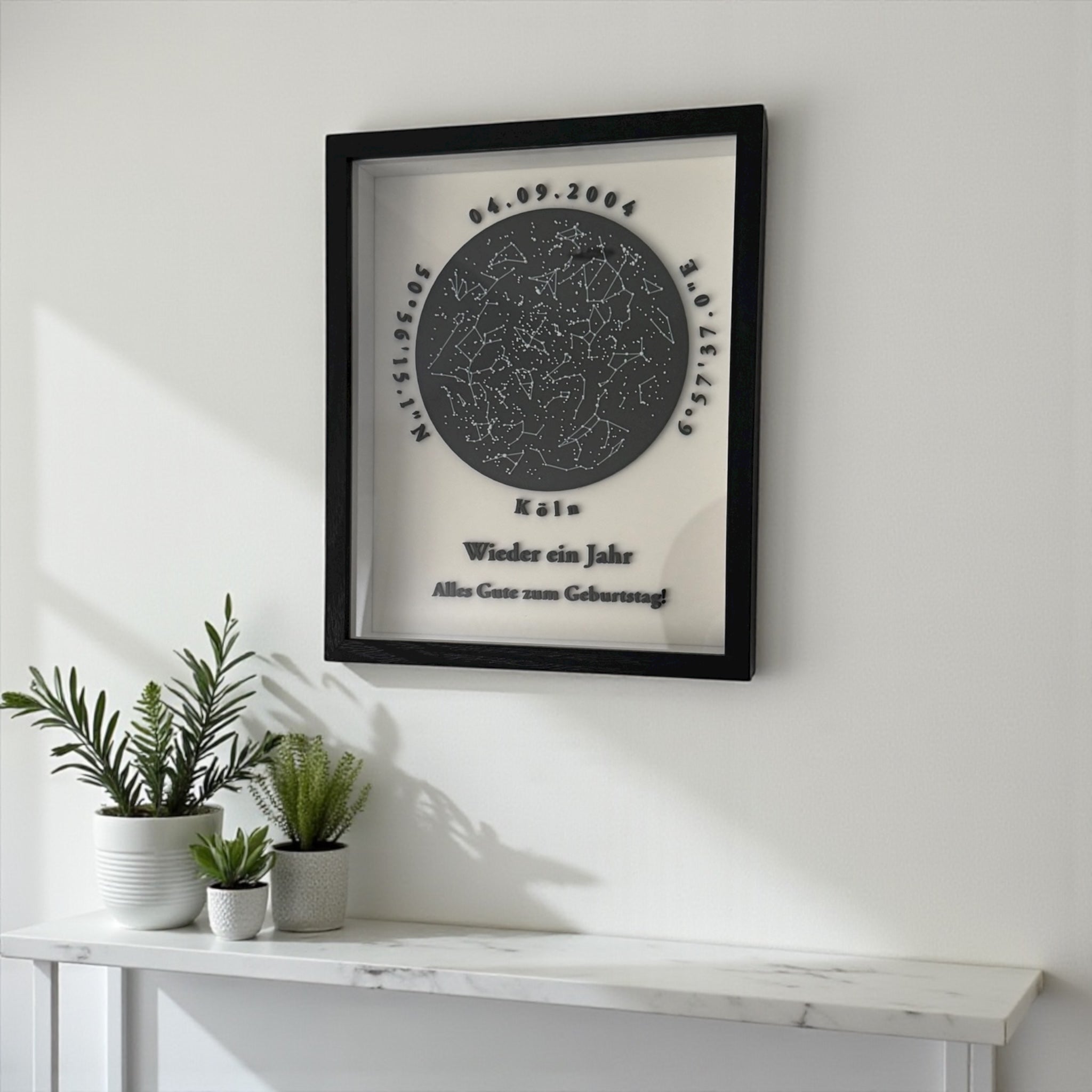 Personalisierbare 3D-Sternenkarte - Weiß