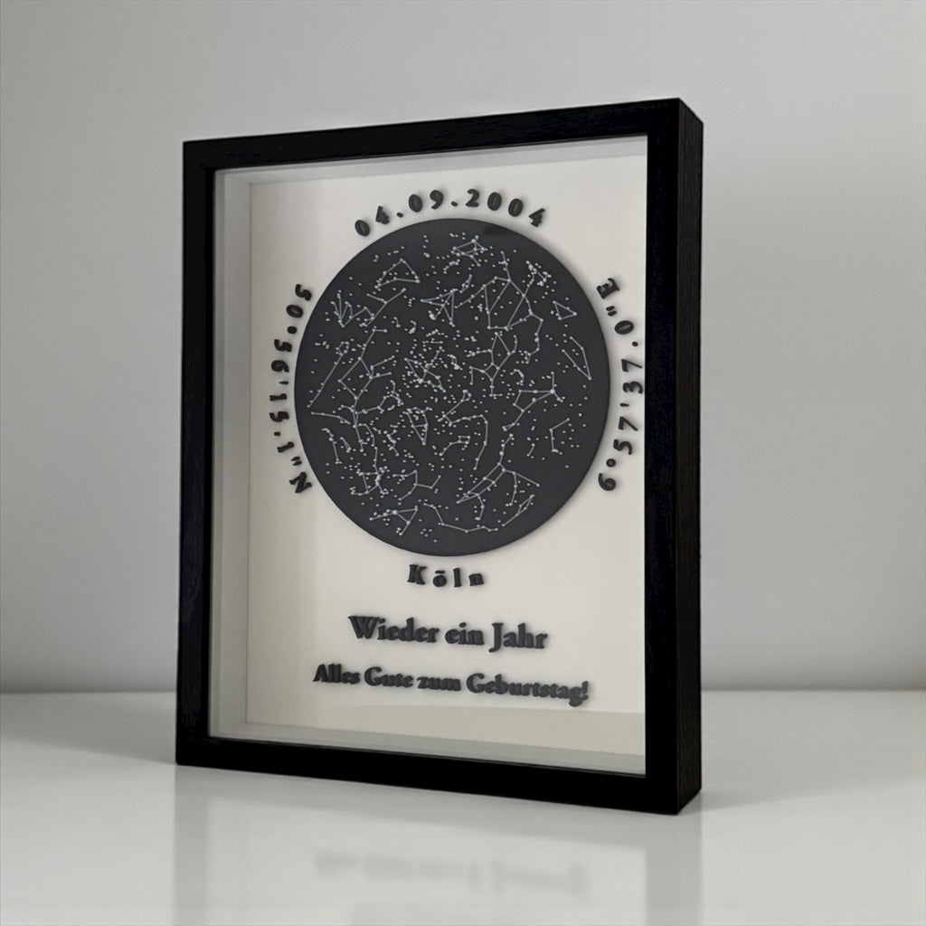 Personalisierbare 3D-Sternenkarte - Weiß