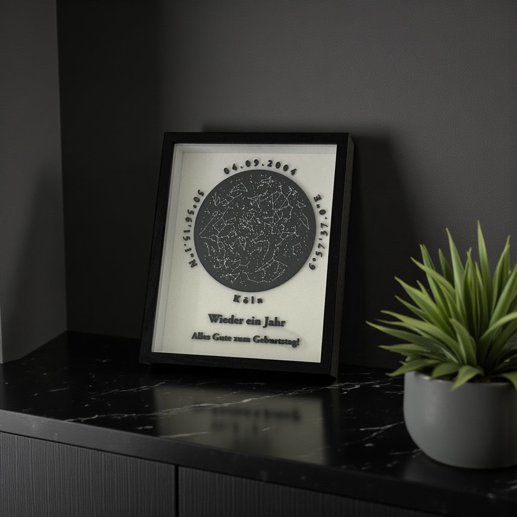 Personalisierbare 3D-Sternenkarte - Weiß