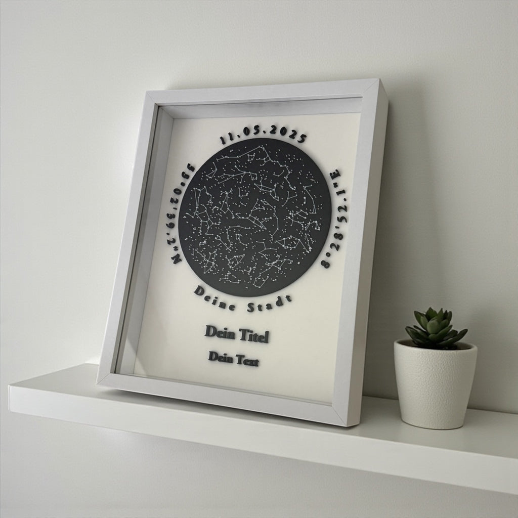 Personalisierbare 3D-Sternenkarte - Weiß