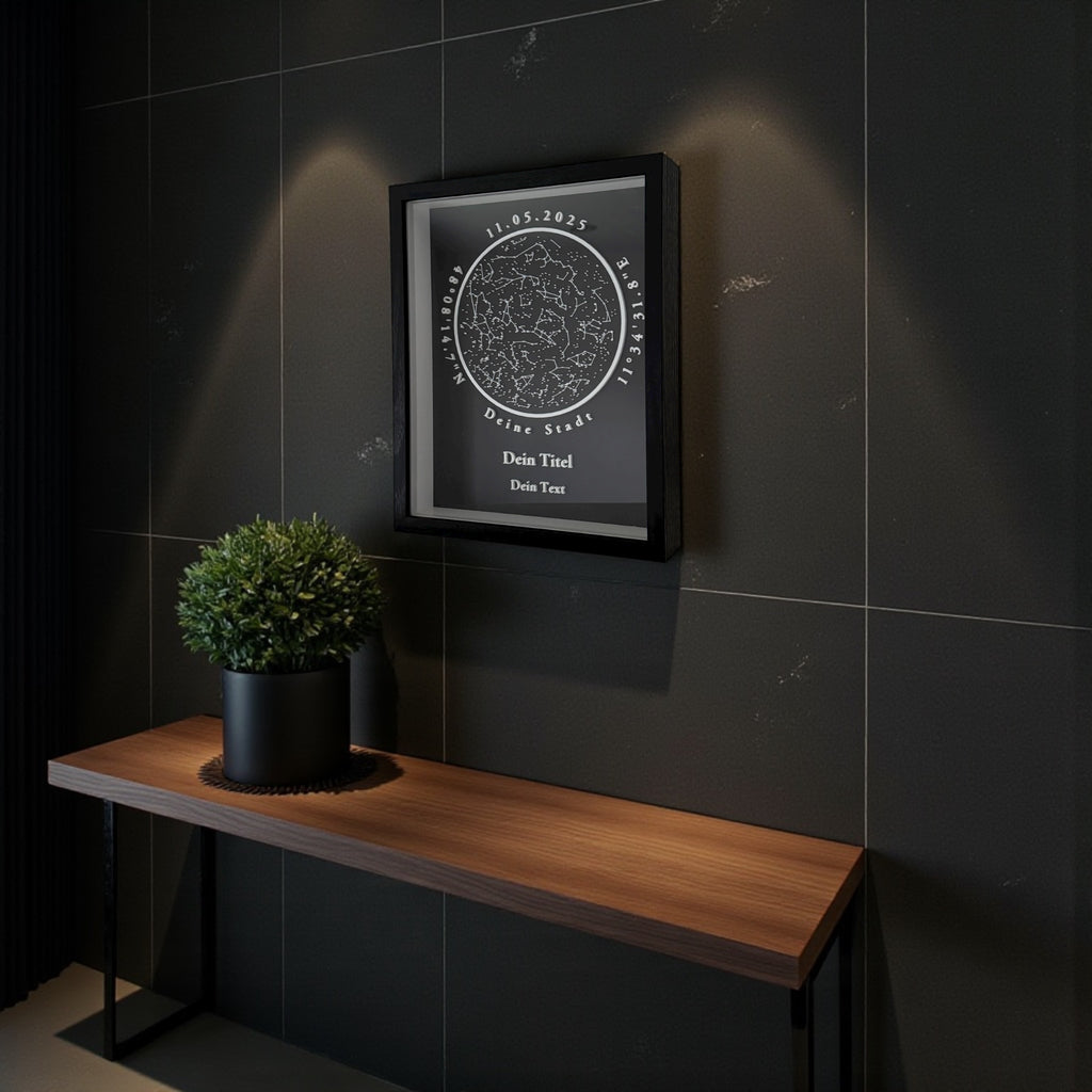 Personalisierbare 3D-Sternenkarte - Schwarz