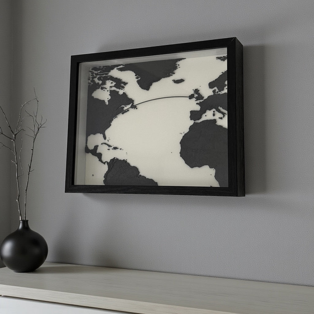 Personalisierbare 3D-Flugroute Schwarz