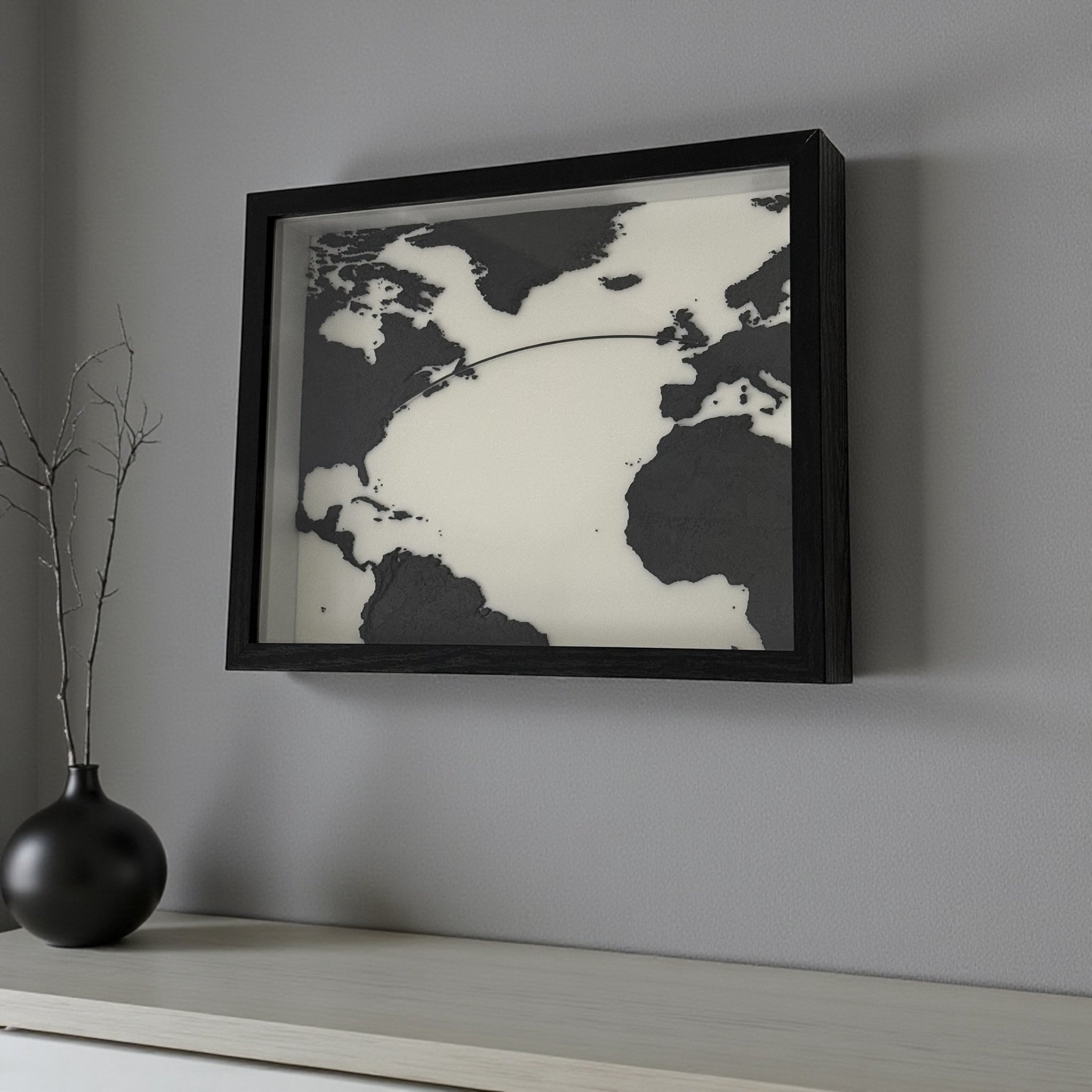 Personalisierbare 3D-Flugroute Schwarz