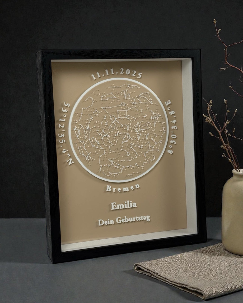 Personalisierbare 3D-Sternenkarte - Beige