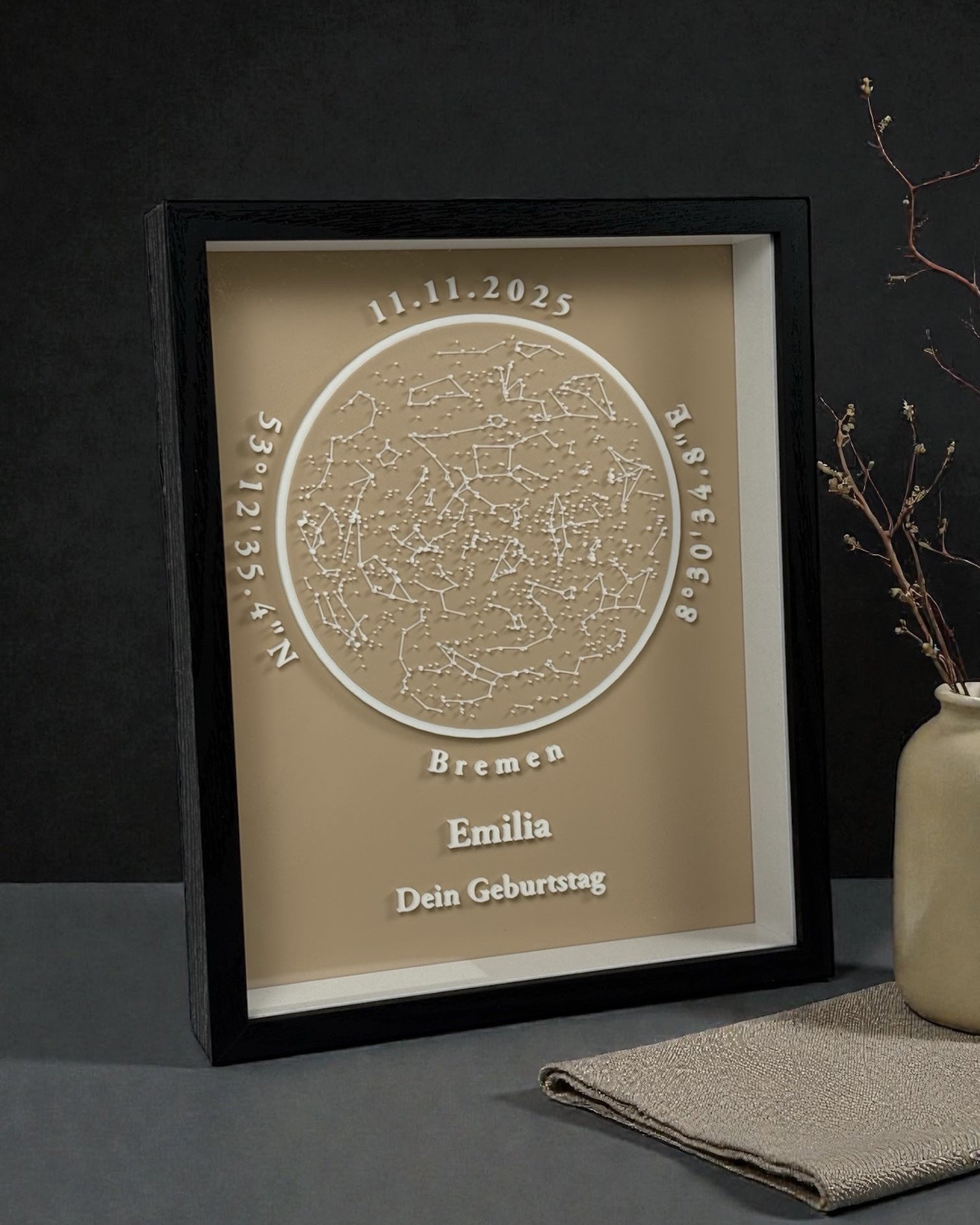 Personalisierbare 3D-Sternenkarte - Beige