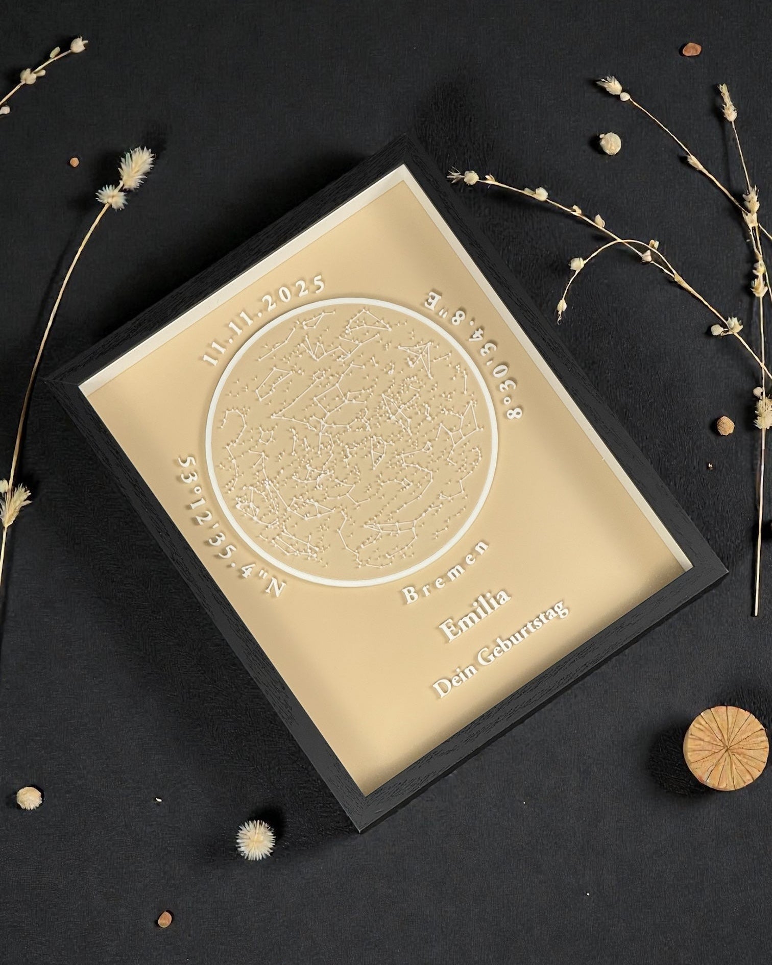 Personalisierbare 3D-Sternenkarte - Beige