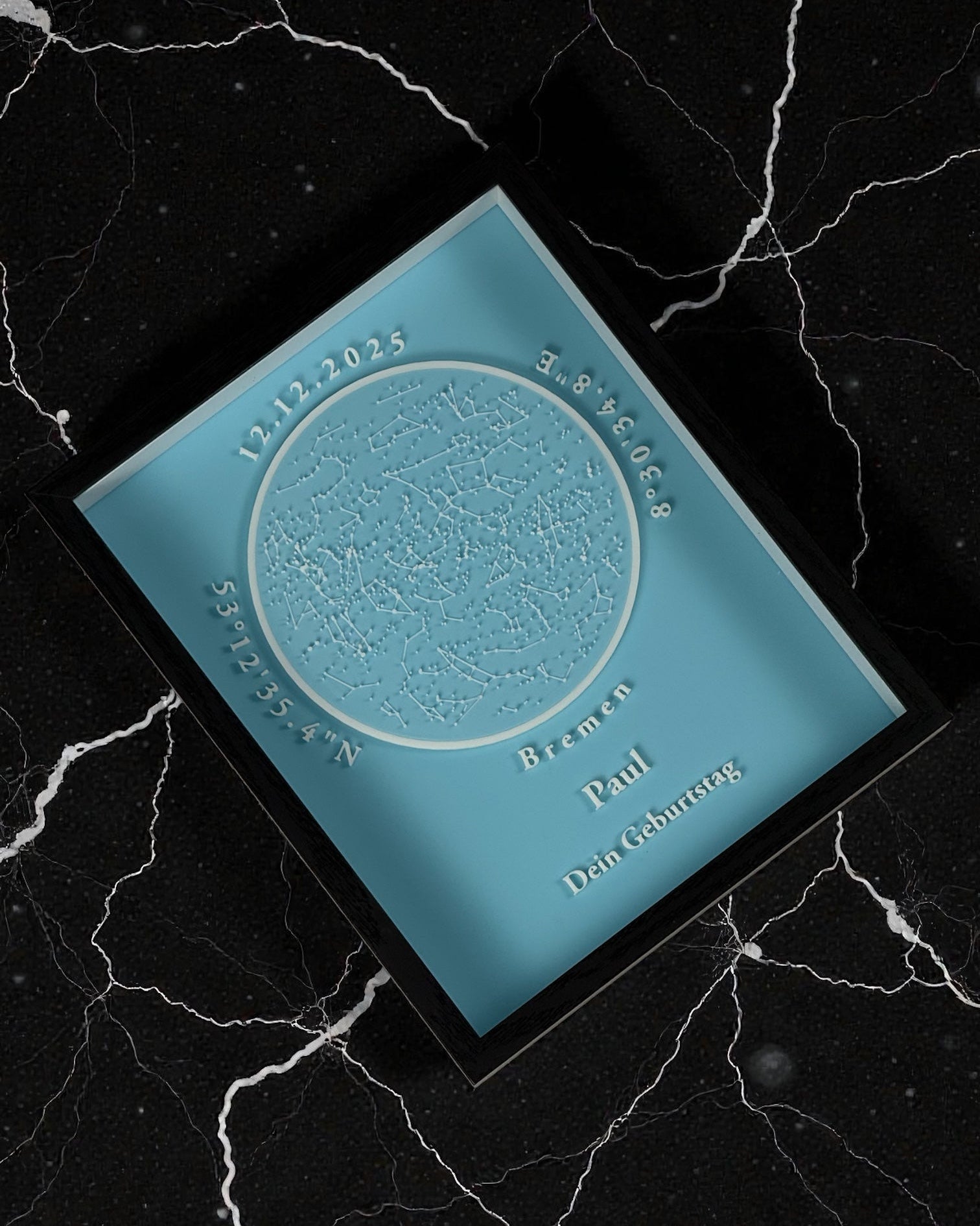 Personalisierbare 3D-Sternenkarte - Blau