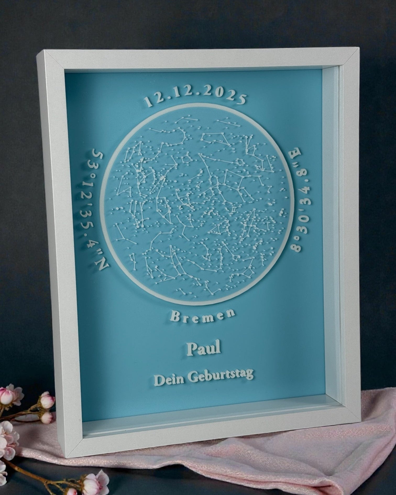 Personalisierbare 3D-Sternenkarte - Blau