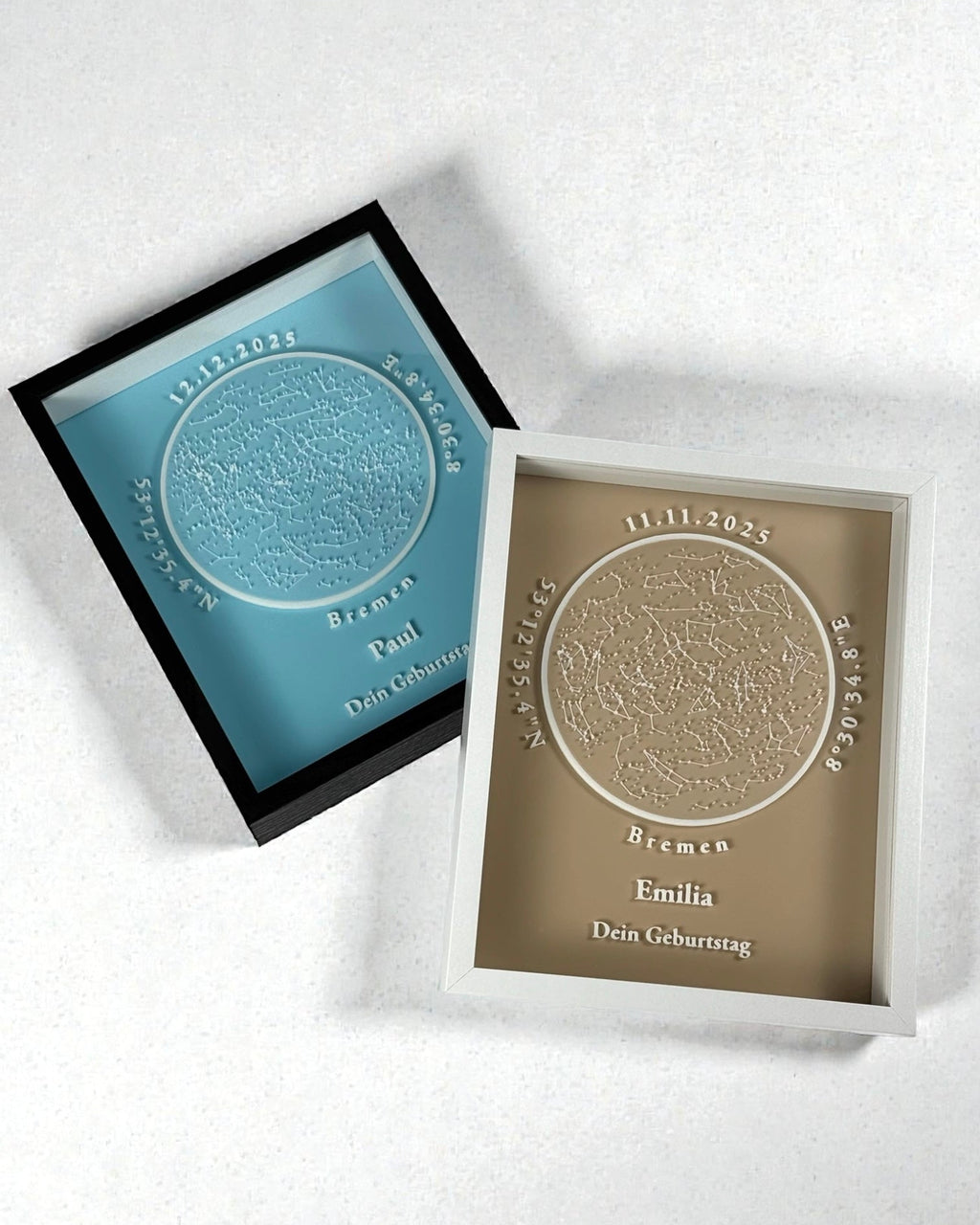 Personalisierbare 3D-Sternenkarte - Beige