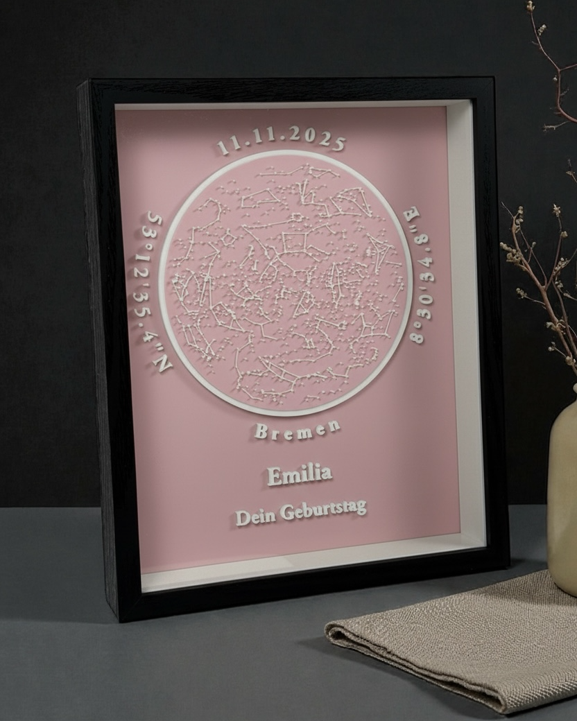 Personalisierbare 3D-Sternenkarte - Rosa