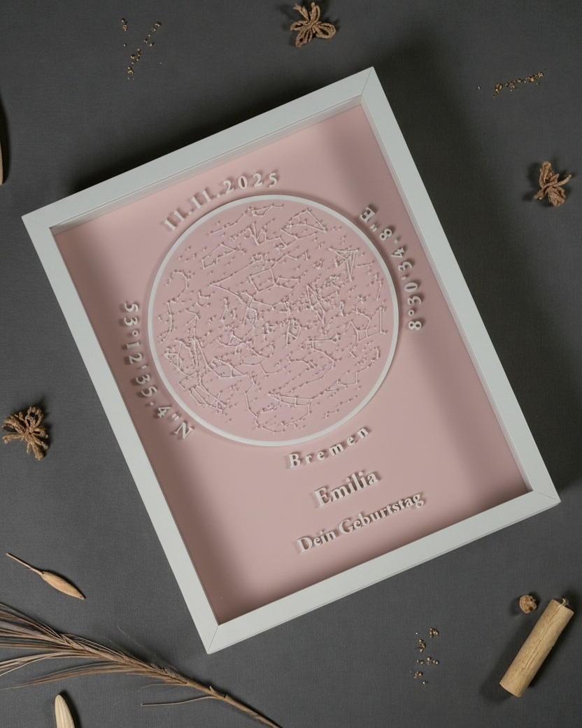 Personalisierbare 3D-Sternenkarte - Rosa