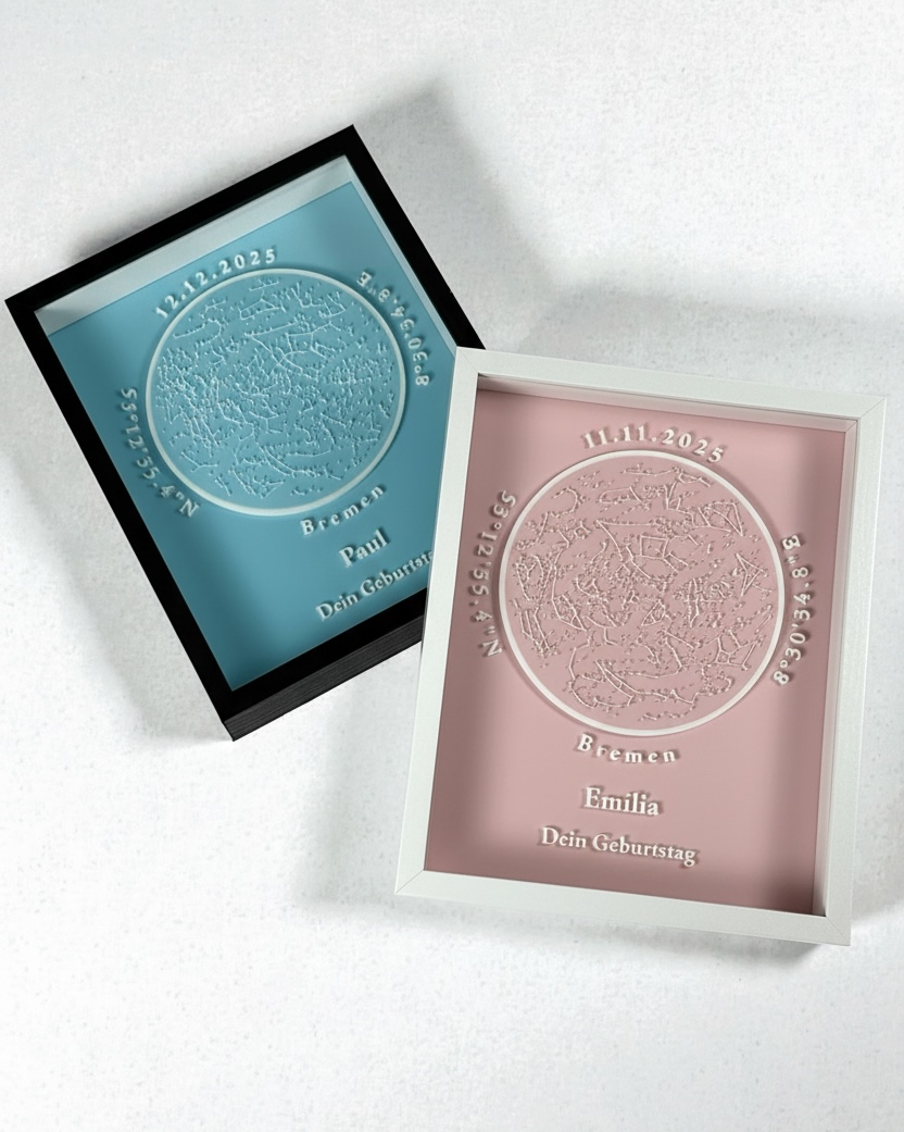 Personalisierbare 3D-Sternenkarte - Rosa