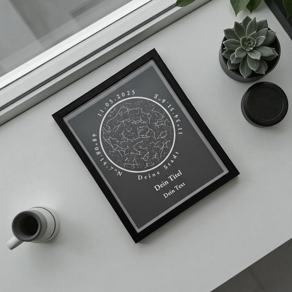 Personalisierbare 3D-Sternenkarte - Schwarz
