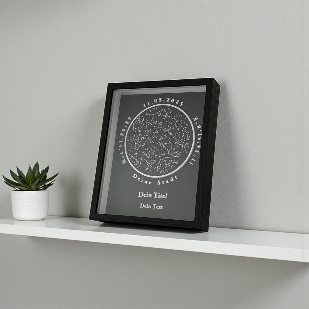 Personalisierbare 3D-Sternenkarte - Schwarz