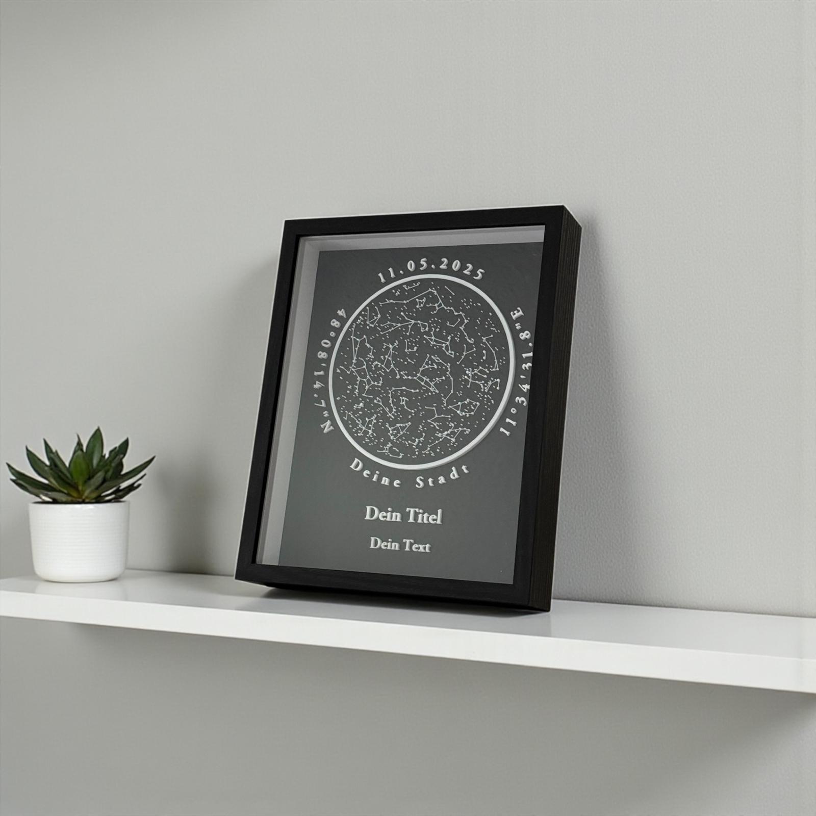 Personalisierbare 3D-Sternenkarte - Schwarz